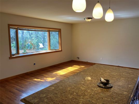 Empty room, Interior, Pendant Lights, Wood Texture Flooring