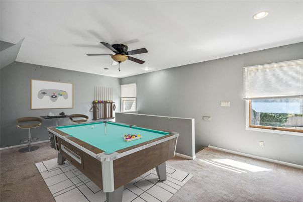 Billiard Table, Game Room, Interior, Recessed Lighting