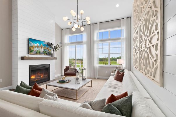Fireplace, Interior, Living room, Pendant Lights, Recessed Lighting