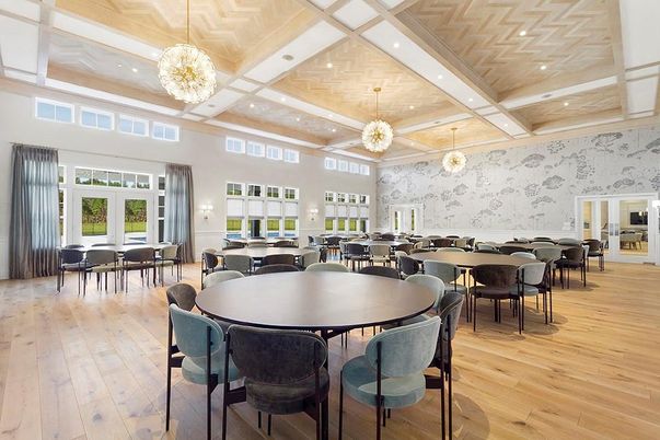 Dining room, Interior, Pendant Lights, Recessed Lighting, Wood Texture Flooring