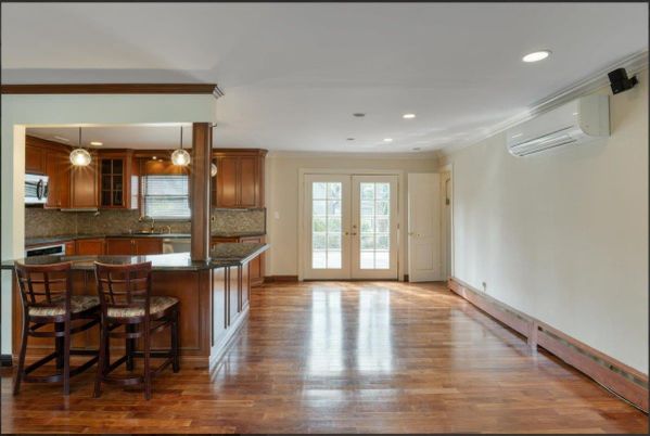 Interior, Kitchen, Pendant Lights, Recessed Lighting, Wood Texture Flooring
