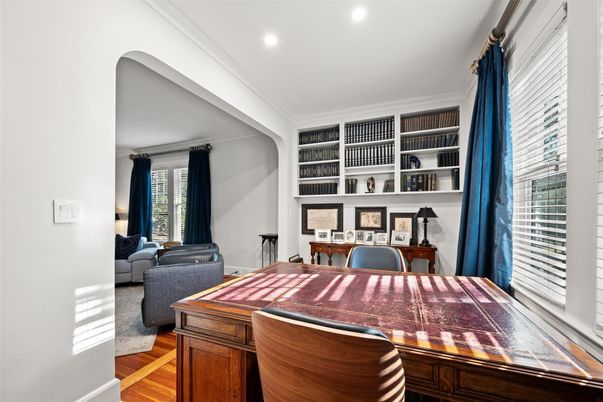 Home Office, Interior, Recessed Lighting, Wood Texture Flooring