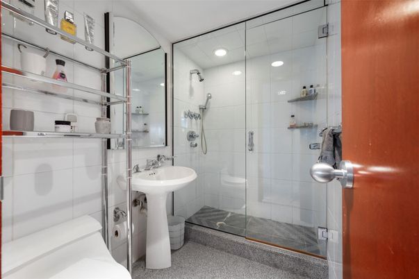 Bathroom, Glass Shower, Interior, Recessed Lighting