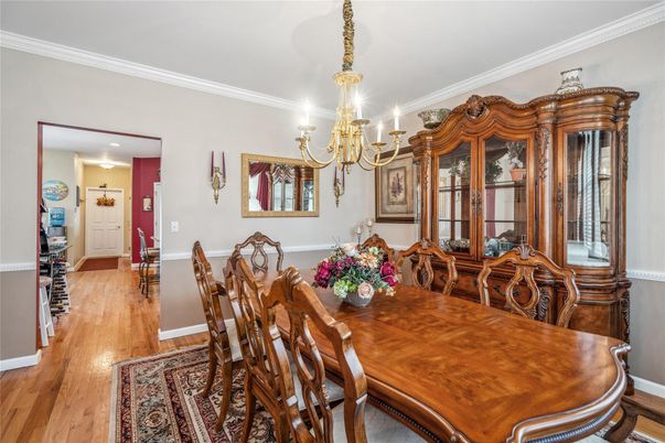 Chandelier, Dining room, Interior, Wood Texture Flooring