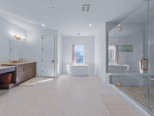 Bathroom, Dual Sink Vanities, Free Standing Baths, Glass Shower, Interior, Recessed Lighting