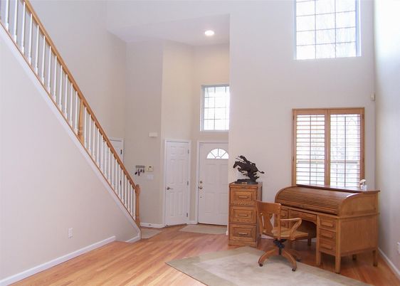 Home Office, Interior, Recessed Lighting, Wood Texture Flooring