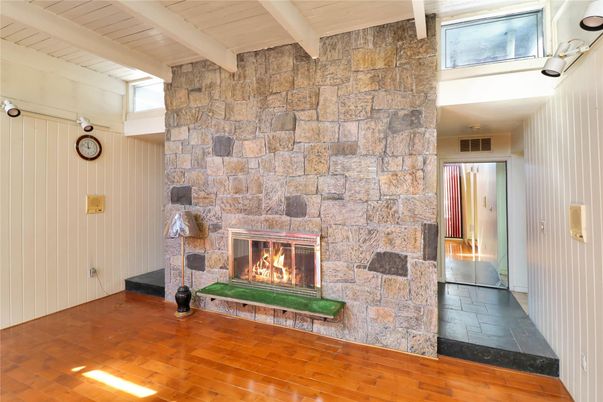 Fireplace, Interior, Stone Walls, Wood Texture Flooring