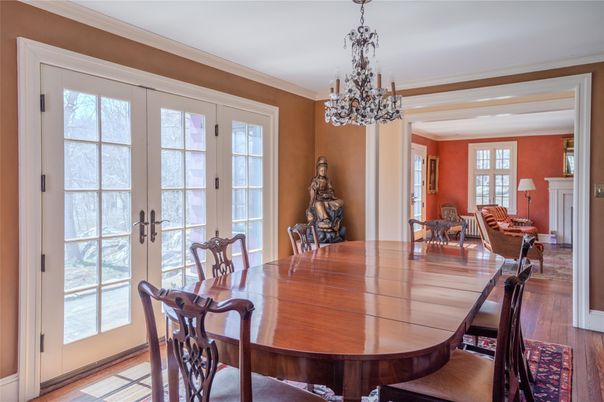 Chandelier, Dining room, Interior, Wood Texture Flooring