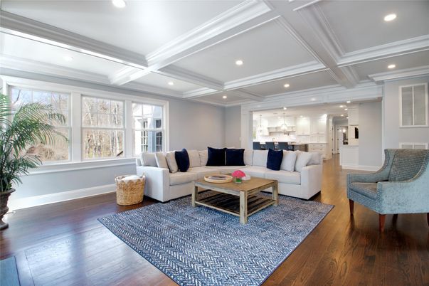 Interior, Kitchen, Living room, Recessed Lighting, Wood Texture Flooring