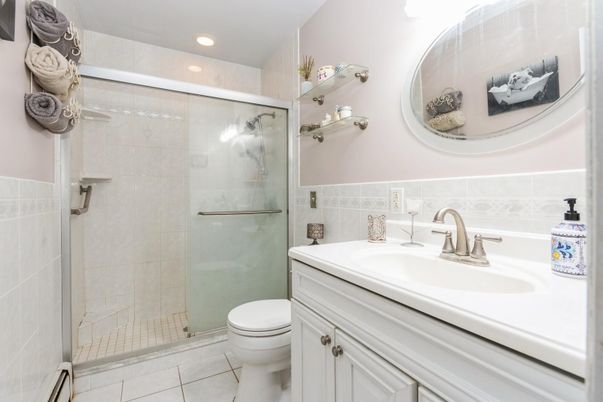 Bathroom, Glass Shower, Interior, Recessed Lighting