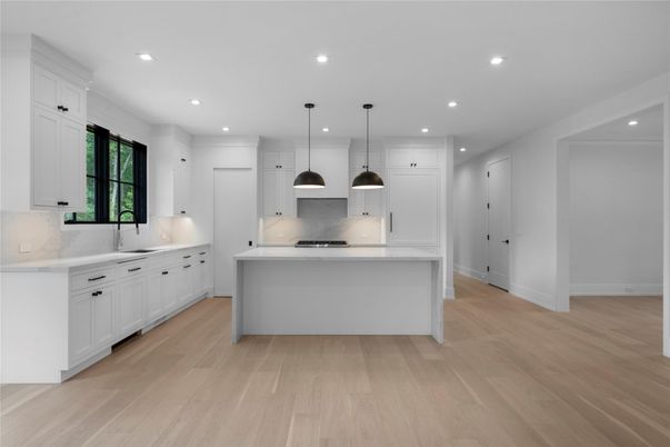 Interior, Kitchen, Pendant Lights, Recessed Lighting, Wood Texture Flooring