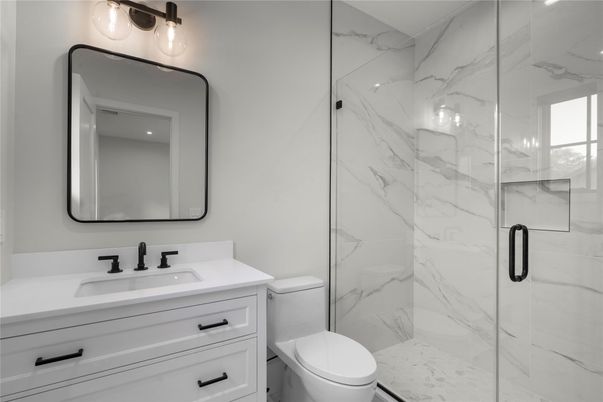 Bathroom, Glass Shower, Interior, Marble Walls