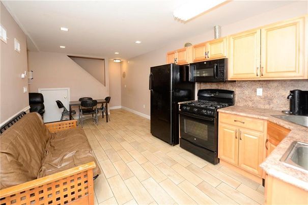 Dining room, Interior, Kitchen, Recessed Lighting, Wood Texture Flooring