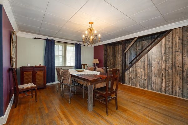 Chandelier, Dining room, Interior, Wood Texture Flooring