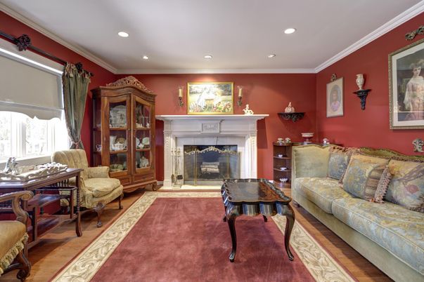 Fireplace, Interior, Recessed Lighting, Wood Texture Flooring