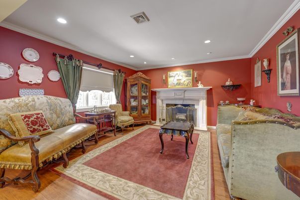 Fireplace, Interior, Recessed Lighting, Wood Texture Flooring