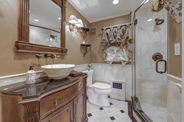 Bathroom, Glass Shower, Interior, Recessed Lighting