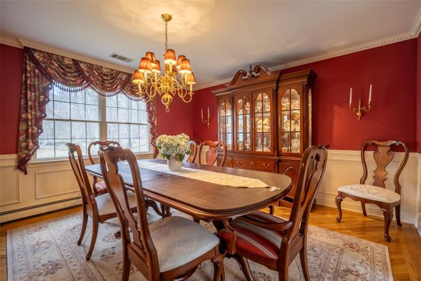 Chandelier, Dining room, Interior, Wood Texture Flooring