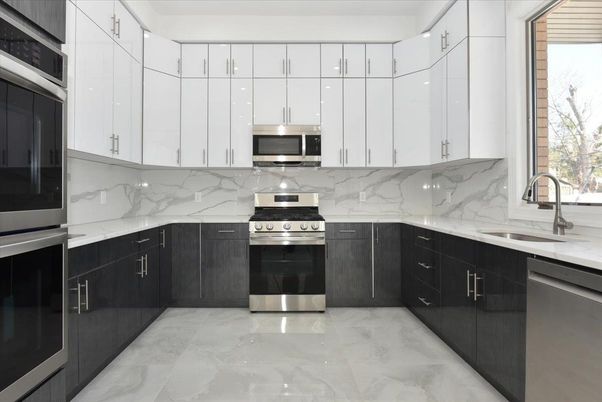 Interior, Kitchen, Marble, Marble Walls, Stainless Steel Appliances