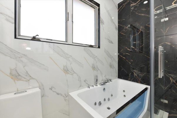 Bathroom, Glass Shower, Interior, Marble Walls