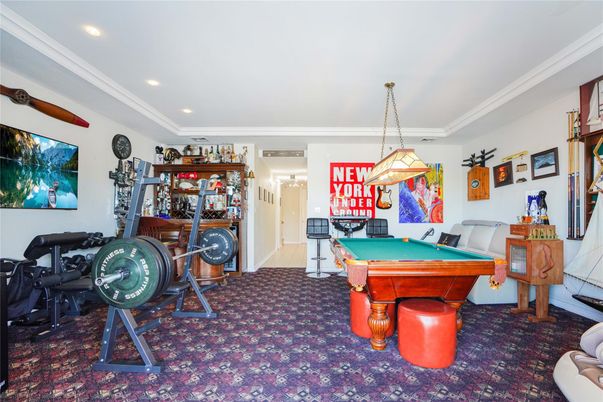 Billiard Table, Fitness Equipment, Game Room, Interior, Pendant Lights, Recessed Lighting