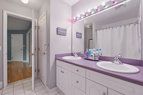 Bathroom, Dual Sink Vanities, Interior, Wood Texture Flooring