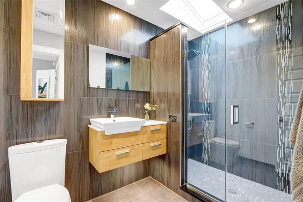 Bathroom, Glass Shower, Interior, Recessed Lighting