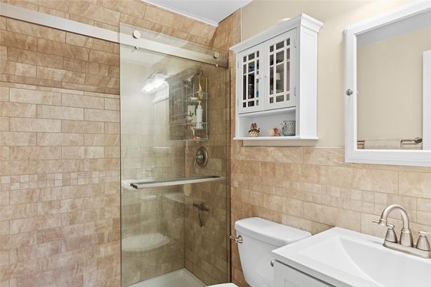 Bathroom, Glass Shower, Interior, Stone Walls