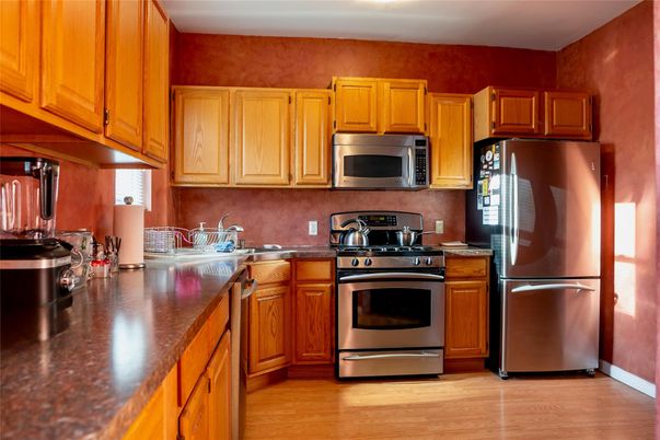 Interior, Kitchen, Stainless Steel Appliances, Wood Texture Flooring