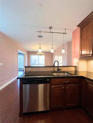Interior, Kitchen, Pendant Lights, Stainless Steel Appliances, Wood Texture Flooring