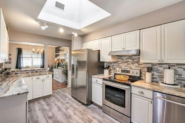 Interior, Kitchen, Stainless Steel Appliances, Wood Texture Flooring