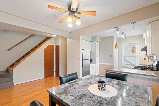 Interior, Kitchen, Pendant Lights, Wood Texture Flooring