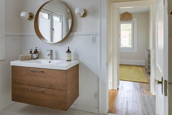 Bathroom, Interior, Wood Texture Flooring