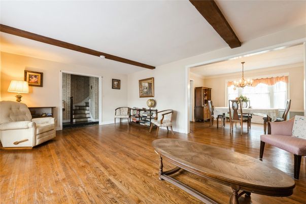 Chandelier, Dining room, Interior, Wooden Beams, Wood Texture Flooring