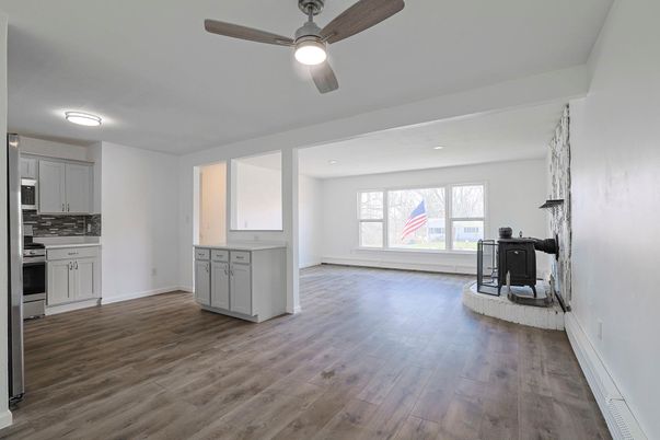 Interior, Kitchen, Recessed Lighting, Wood Texture Flooring