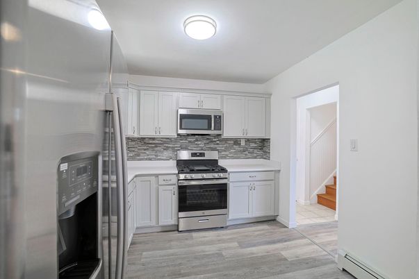Interior, Kitchen, Stainless Steel Appliances, Wood Texture Flooring