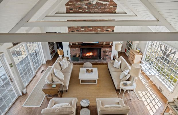 Fireplace, Interior, Living room, Stone Walls, Wood Texture Flooring