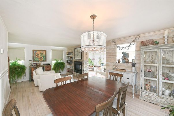 Chandelier, Dining room, Fireplace, Interior, Living room, Wood Texture Flooring