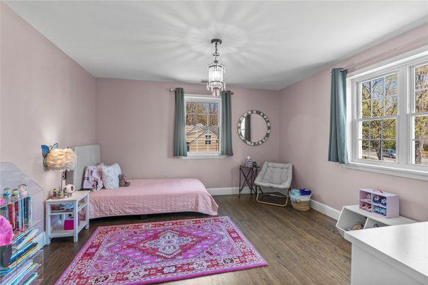 Bedroom, Chandelier, Interior, Wood Texture Flooring