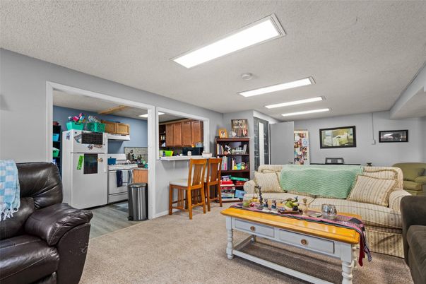 Interior, Kitchen, Living room, Recessed Lighting, Wood Texture Flooring