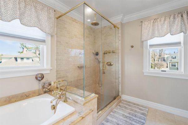 Bathroom, Glass Shower, Interior, Recessed Lighting