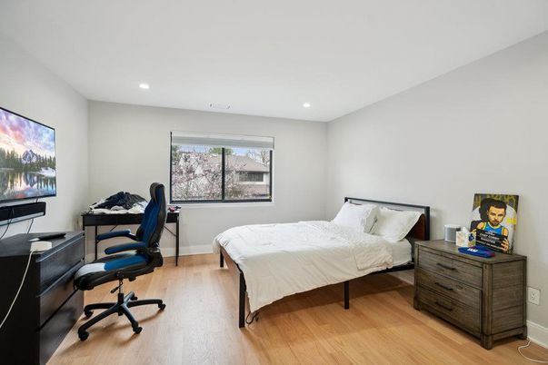 Bedroom, Home Office, Interior, Recessed Lighting, Wood Texture Flooring