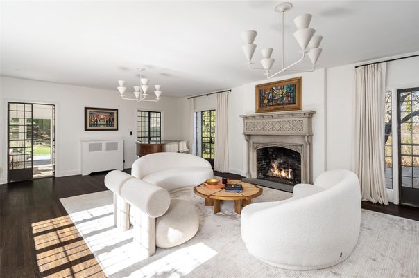 Chandelier, Fireplace, Interior, Living room, Wood Texture Flooring