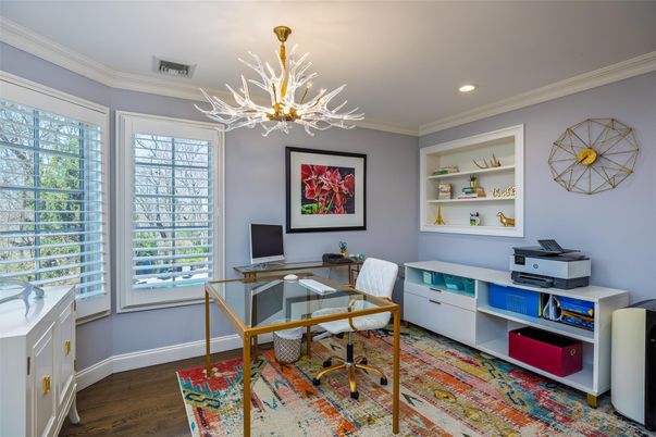 Home Office, Interior, Recessed Lighting, Wood Texture Flooring