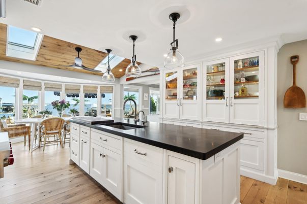 Interior, Kitchen, Pendant Lights, Recessed Lighting, Wooden Ceilings, Wood Texture Flooring