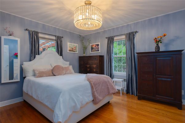 Bedroom, Chandelier, Interior, Wood Texture Flooring