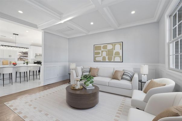 Interior, Kitchen, Living room, Pendant Lights, Recessed Lighting, Wood Texture Flooring