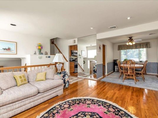 Dining room, Interior, Kitchen, Living room, Recessed Lighting, Wood Texture Flooring