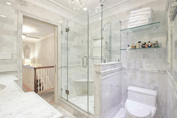 Bathroom, Glass Shower, Interior, Marble, Marble Walls
