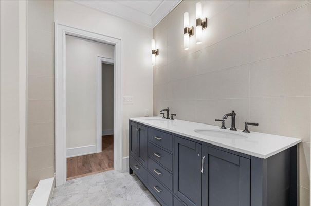 Bathroom, Dual Sink Vanities, Interior, Wood Texture Flooring